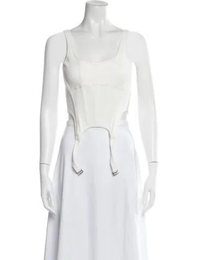 Pre-owned Dion Lee Square Neckline Sleeveless Crop Top In White