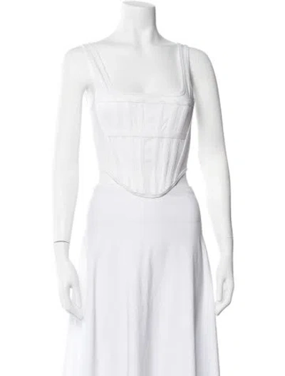 Pre-owned Dion Lee Square Neckline Sleeveless Top In White