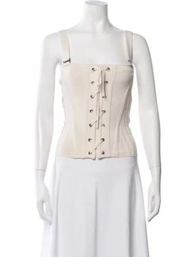 Pre-owned Dion Lee Square Neckline Sleeveless Top In White
