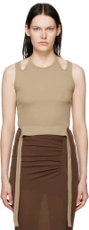 Dion Lee Ssense Exclusive Brown Halter Tie Tank Top In Stone