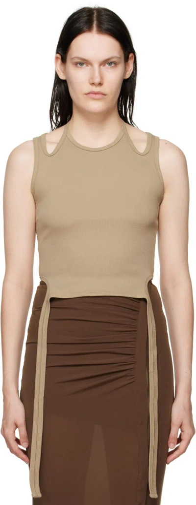 Dion Lee Ssense Exclusive Brown Halter Tie Tank Top In Stone