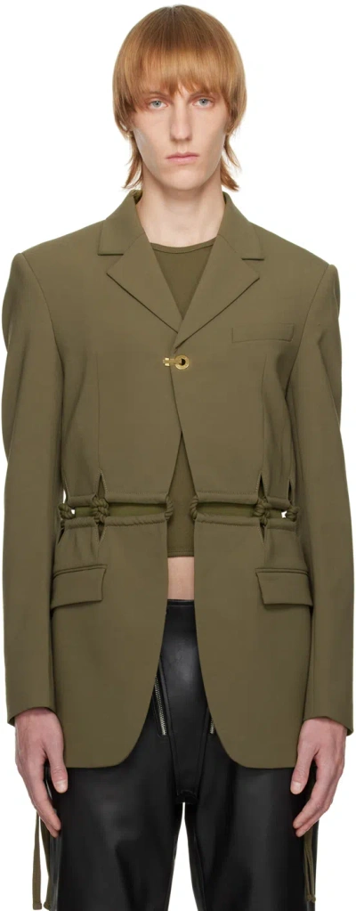 Dion Lee Ssense Exclusive Green Rope Blazer In Ash Green