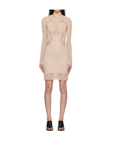 Dion Lee Stirrup Crochet Mini Dress In Nude
