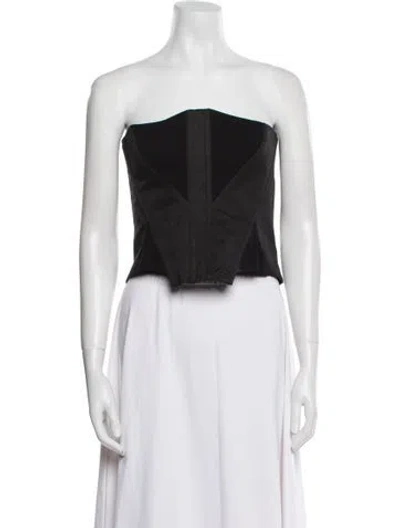 Pre-owned Dion Lee Strapless Crop Top In Black