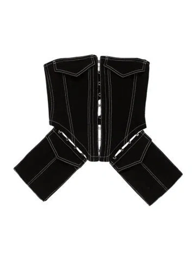 Pre-owned Dion Lee Strapless Crop Top In Black