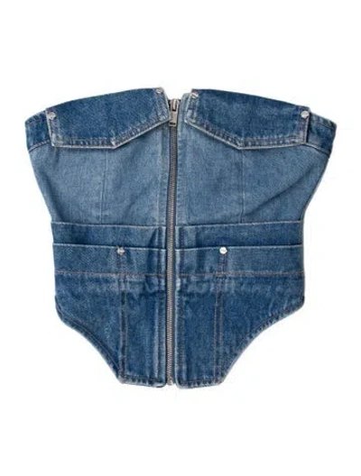 Pre-owned Dion Lee Strapless Crop Top In Blue