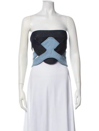 Pre-owned Dion Lee Strapless Crop Top In Blue