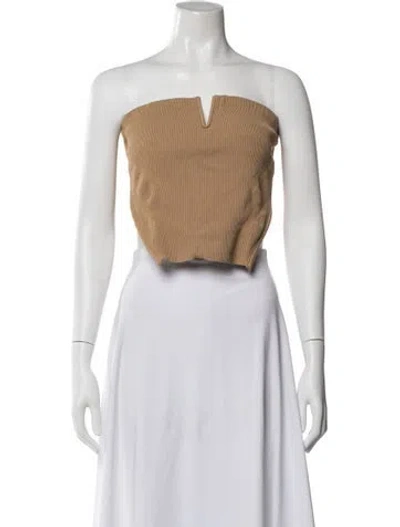 Pre-owned Dion Lee Strapless Crop Top In Neutral