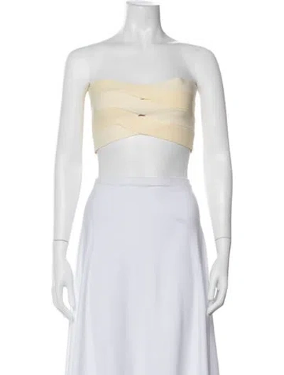 Pre-owned Dion Lee Strapless Crop Top In Neutral