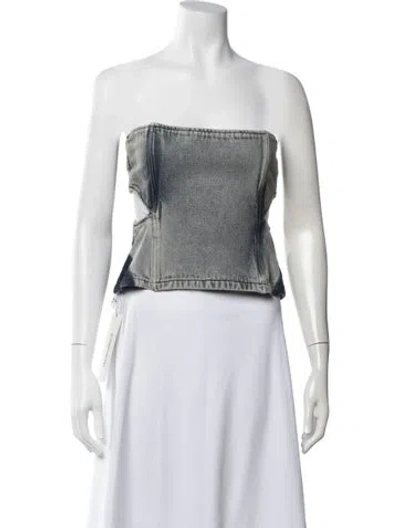 Pre-owned Dion Lee Strapless Crop Top In Silver
