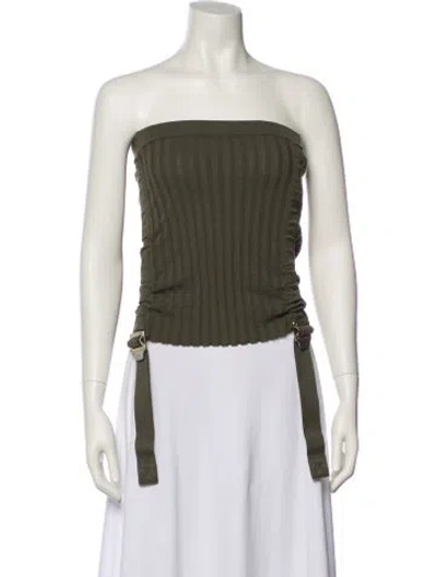 Pre-owned Dion Lee Strapless Crop Top W/ Tags In Green