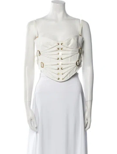 Pre-owned Dion Lee Strapless Crop Top W/ Tags In White