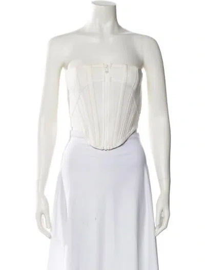 Pre-owned Dion Lee Strapless Crop Top In White