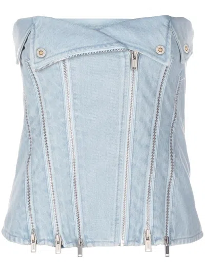 DION LEE STRAPLESS DENIM TOP