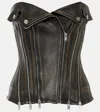 Dion Lee Biker Zipped Leather Corset Top In Black