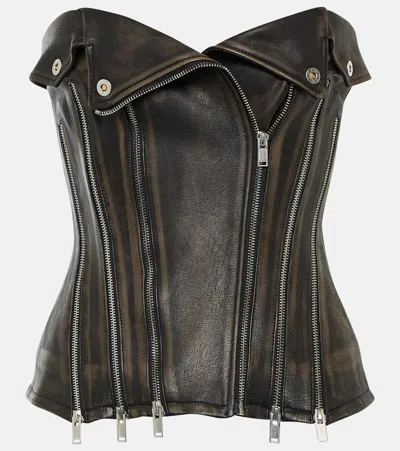 DION LEE STRAPLESS LEATHER TOP
