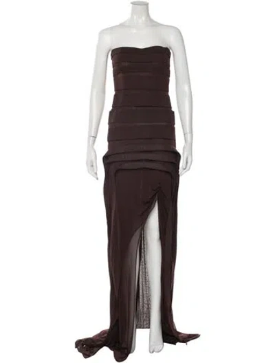 Pre-owned Dion Lee Strapless Long Dress In Brown