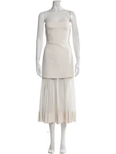 Pre-owned Dion Lee Strapless Midi Length Dress In White