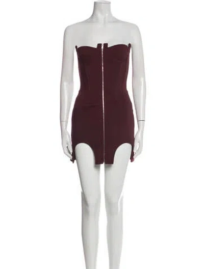 Pre-owned Dion Lee Strapless Mini Dress W/ Tags In Burgundy