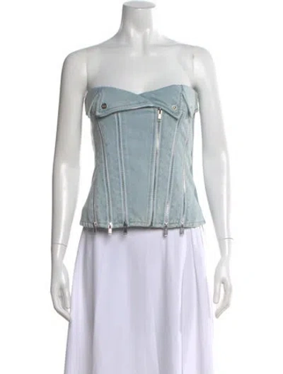 Pre-owned Dion Lee Strapless Top In Blue