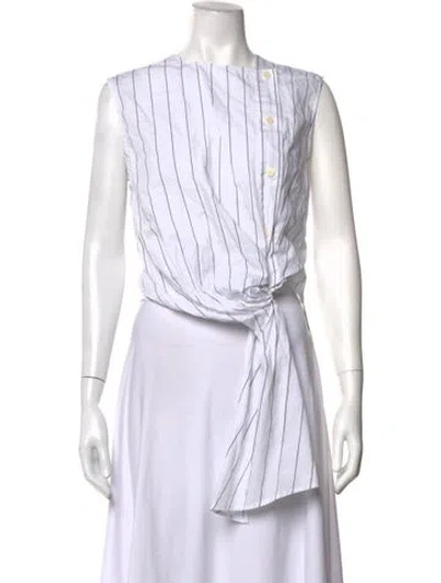 Pre-owned Dion Lee Striped Crew Neck Top In White