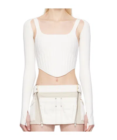 Dion Lee White Ventral Compact Corset Top In Ivory