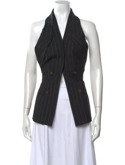 Pre-owned Dion Lee Striped Halterneck Top In Black