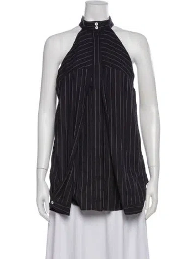 Pre-owned Dion Lee Striped Halterneck Top In Gray