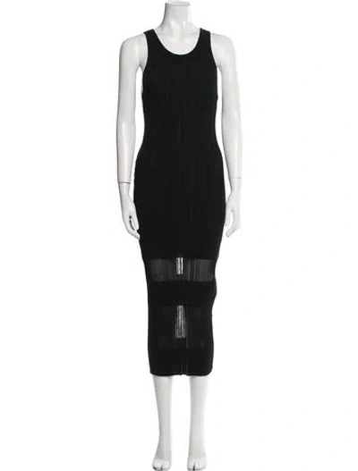 Pre-owned Dion Lee Striped Long Dress In Black