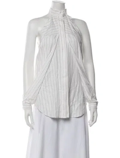 Pre-owned Dion Lee Striped Long Sleeve Top In White
