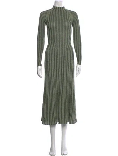 Pre-owned Dion Lee Striped Midi Length Dress W/ Tags In Green
