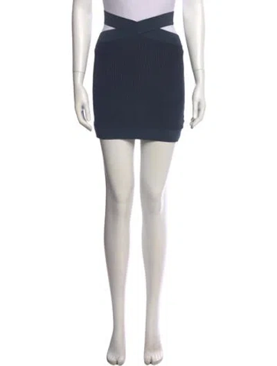 Pre-owned Dion Lee Striped Mini Skirt In Blue