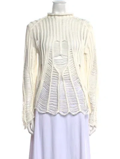 Pre-owned Dion Lee Striped Mock Neck Sweater In Neutral