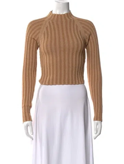 Pre-owned Dion Lee Striped Mock Neck Top In Neutral