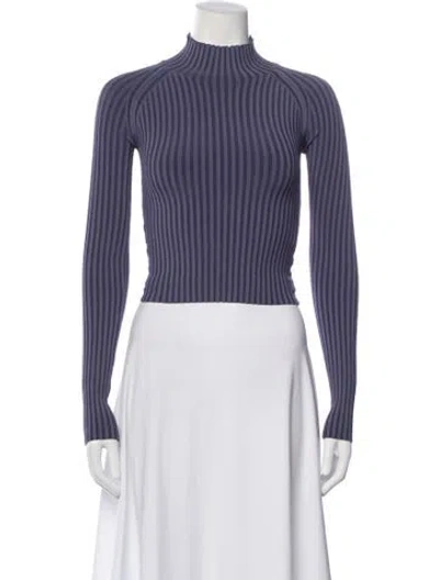 Pre-owned Dion Lee Striped Mock Neck Top In Purple