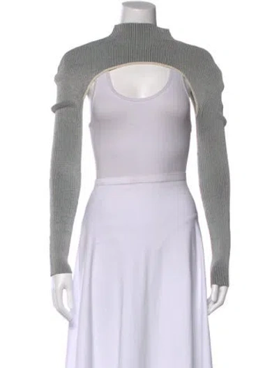 Pre-owned Dion Lee Striped Mock Neck Top In White