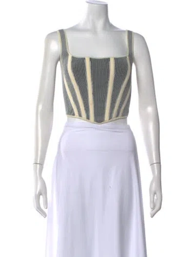 Pre-owned Dion Lee Striped Square Neckline Crop Top In Gray