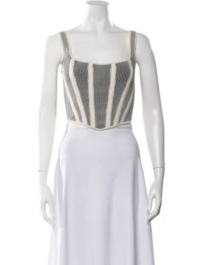 Pre-owned Dion Lee Striped Square Neckline Crop Top In Gray