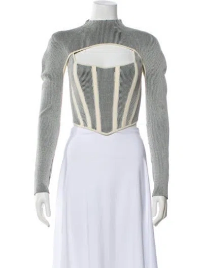 Pre-owned Dion Lee Striped Square Neckline Top In Gray