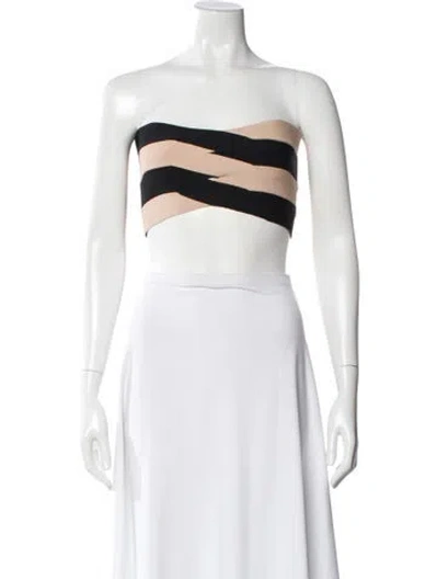 Pre-owned Dion Lee Striped Strapless Crop Top In White