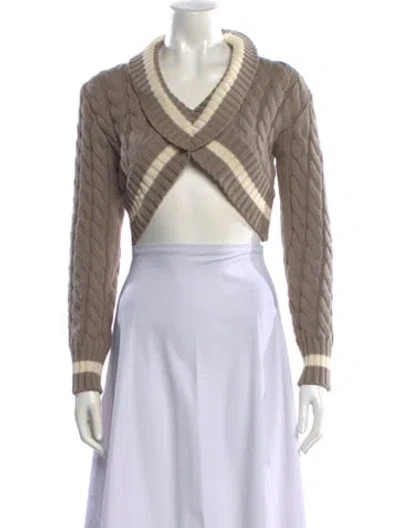 Pre-owned Dion Lee Striped V-neck Sweater In Neutral