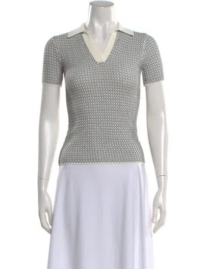 Pre-owned Dion Lee Striped V-neck Sweater In White