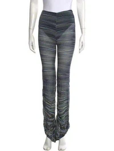 Pre-owned Dion Lee Striped Wide Leg Pants In Blue