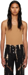 Dion Lee Tan Bichrome Tank Top In Chestnut