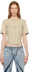 Dion Lee Taupe Corset T-shirt In Alloy