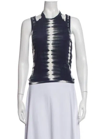 Pre-owned Dion Lee Tie-dye Print Halterneck Crop Top In Blue