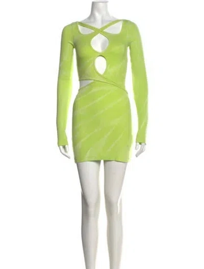 Pre-owned Dion Lee Tie-dye Print Mini Dress In Green