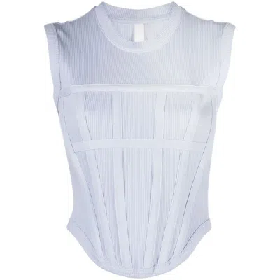 Dion Lee Ribbed Corset Top In Blue