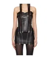 Dion Lee Black Zip Leather Tank Top In Black