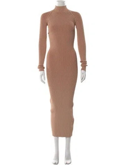 Pre-owned Dion Lee Turtleneck Long Dress In Pink